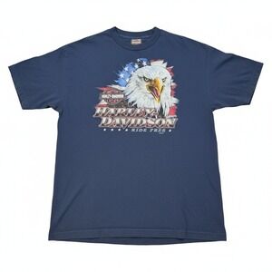 VTG 2013 Harley Davidson T-Shirt XL Blue Eagle Ride Free Northwest Olympia WA US